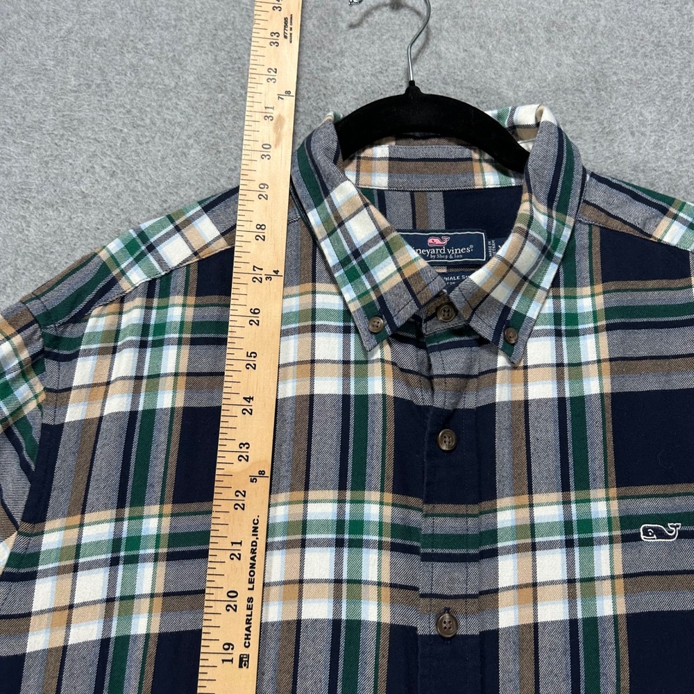 Vineyard Vines Classic Fit Whale Shirt Mens XL Navy Plaid Preppy Coastal - Picture 6 of 10